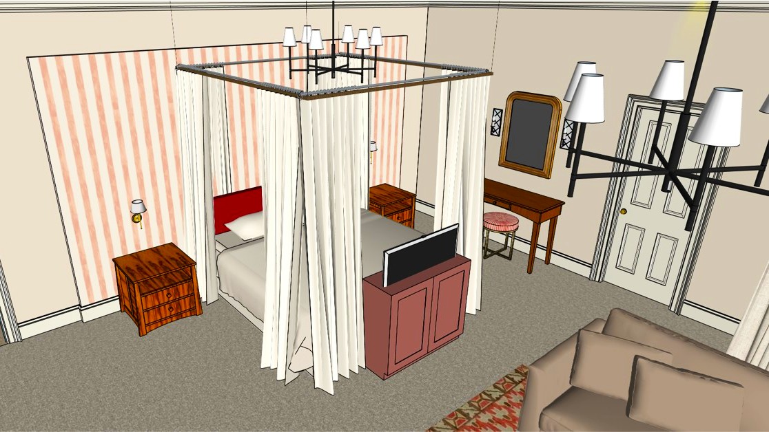 Picture shows a room illustrated with computer aided design